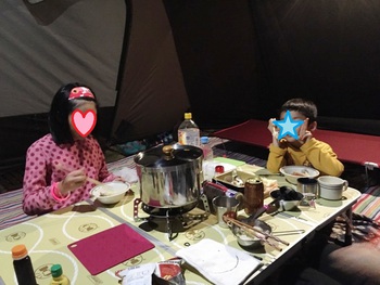 北薩広域公園キャンプ場 夕食 ミルフィーユ鍋