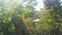高見公園キャンプ場　石像　ライオン
