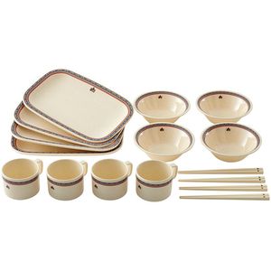箸がついて便利:ロゴス ナバホ パーティー箸付き食器セット4人用 箸がついて便利:ロゴス ナバホ パーティー箸付き食器セット4人用