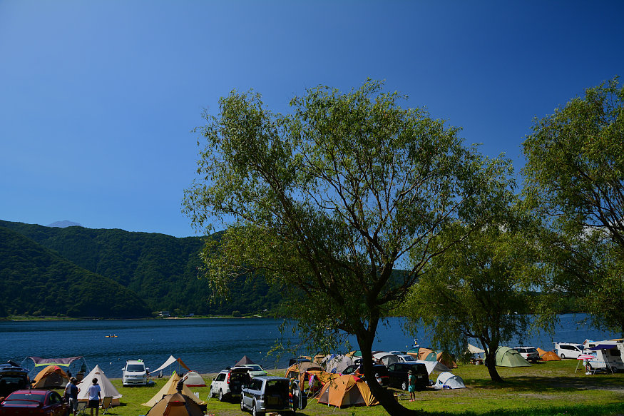 西湖自由キャンプ場　湖畔でカヤックと満天の星空を