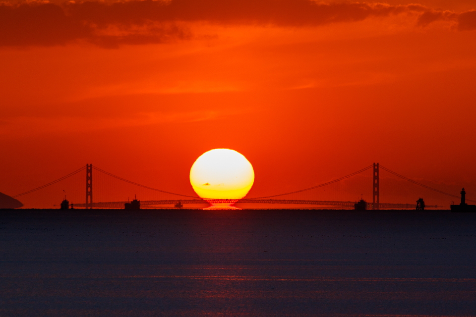 ダルマ夕日 明石海峡 ダルマ夕日 明石海峡