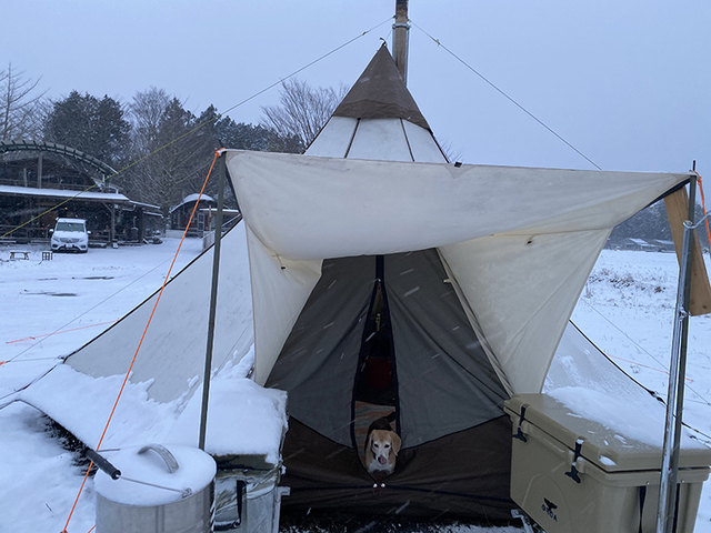 ハートランド朝霧で予定外な雪中キャンプ（1月24～26日2泊3日）その3：雪国の夜明け