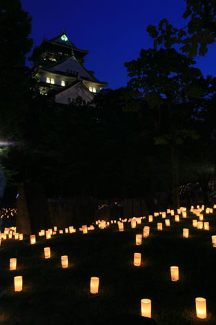 大阪城と明かり