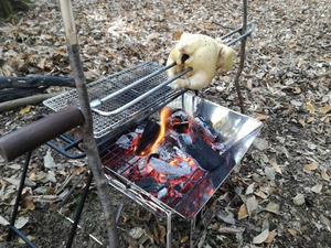 父子で鶏の丸焼き♪(公園BBQ) 父子で鶏の丸焼き♪(公園BBQ)