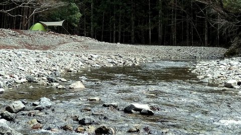 雪と月明かりの川原でソロキャンプ その1 雪と月明かりの川原でソロキャンプ その1