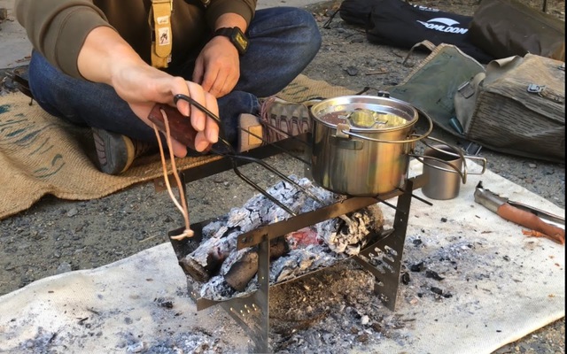 デイキャンプで自作薪トング使ってみた デイキャンプで自作薪トング使ってみた