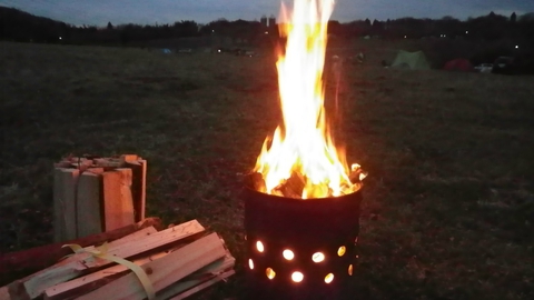 頂いたペール缶を使って焚き火台を作ってみました