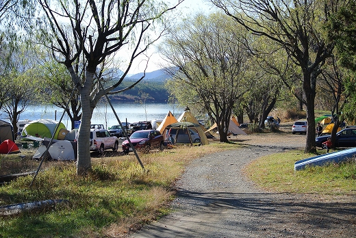 晩秋の西湖自由キャンプ場 晩秋の西湖自由キャンプ場