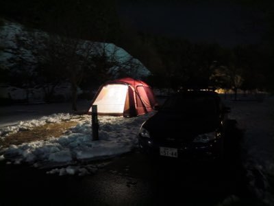 今年最初のキャンプは雪のグリンヴィラ