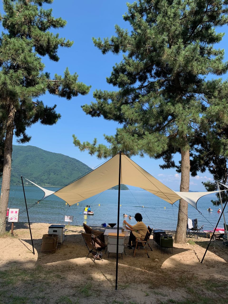 琵琶湖湖畔でSUP満喫【知内浜オートキャンプ場】2021年7月24日〜