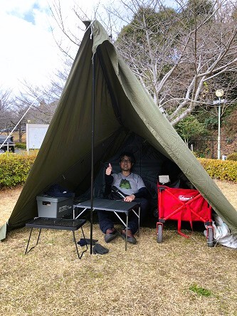 冠山総合公園オートキャンプ場新幕試し張りキャンプ（2023.1.21-22）
