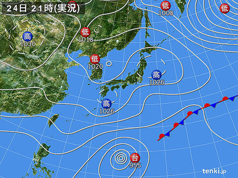 2018年11月24日21時の日本付近の実況天気図
https://tenki.jp/ 休日エギング。