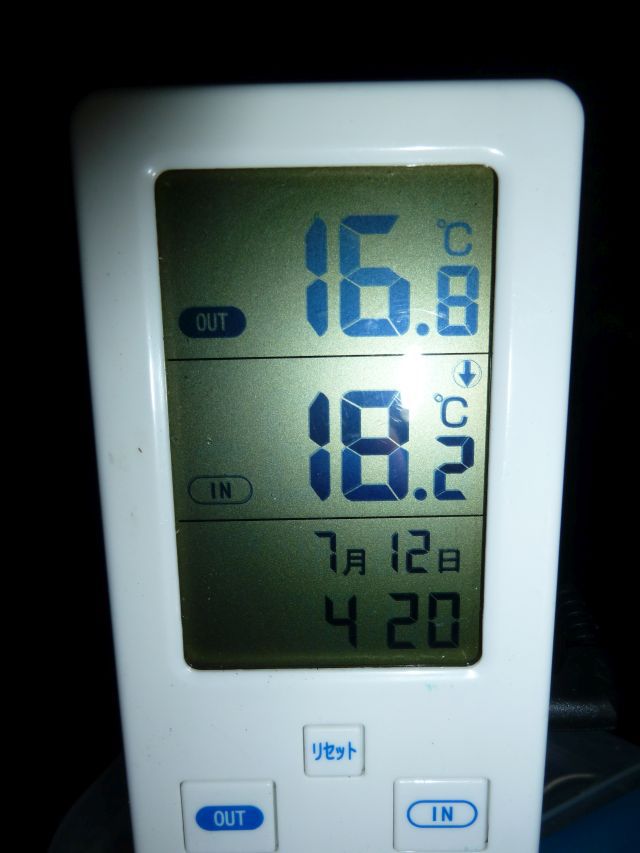 朝方の外気温は16.8℃