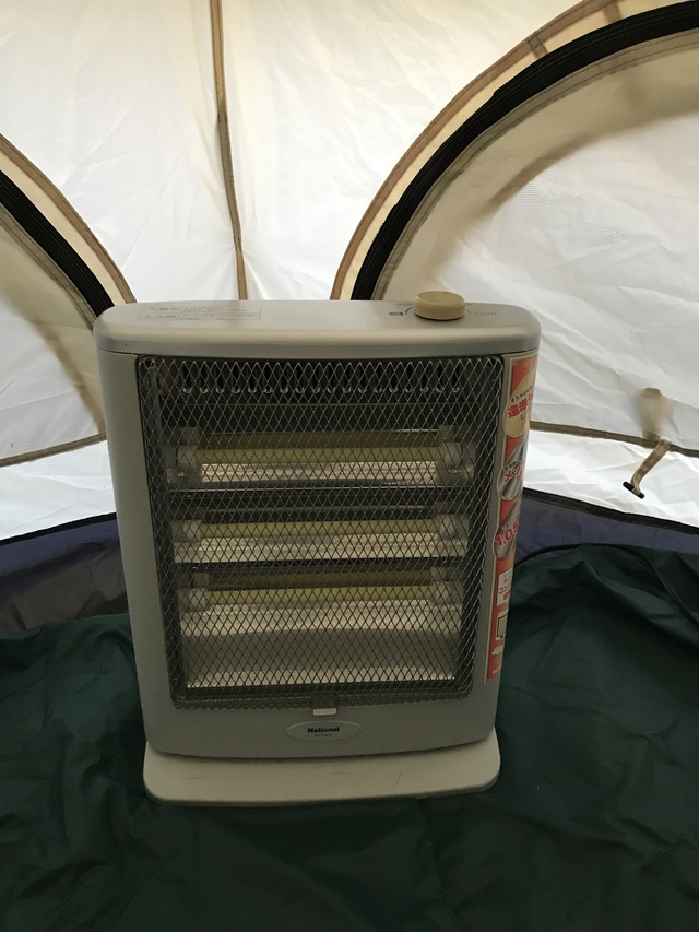 記録〜キノコテントに電気ストーブ、氷点下 記録〜キノコテントに電気ストーブ、氷点下