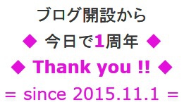 ブログ開設から一周年を迎えました～！！ ＆ もう一つの記念日・・・