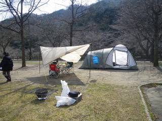 松田川ダム下流ふれあい広場キャンプ場でキャンプ　その1