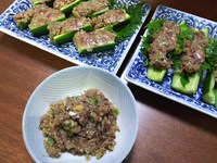 イワシのなめろうと梅煮