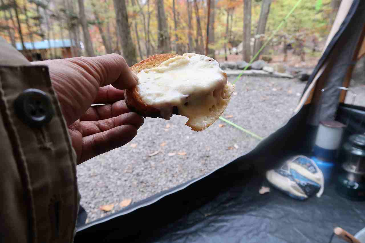 朝日を見た「裏NAPiの森」は原生林 & カレーおでん→チーズon→…を朝飯に ～もみぢの絨毯・微睡の森NAPi[6]～