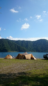設営完了！西湖自由キャンプ場♪