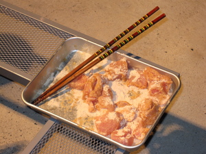 お外で唐揚げ