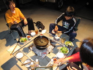 お外で唐揚げ