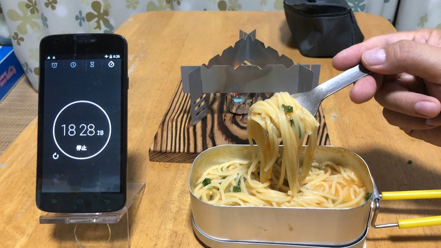 DAISOメスティン　かにトマトクリームパスタ作ってみた