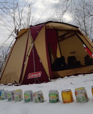 けむりで身も心も清めたあとはホルモン & ビールで乾杯！　北海道は某町某所某広場？