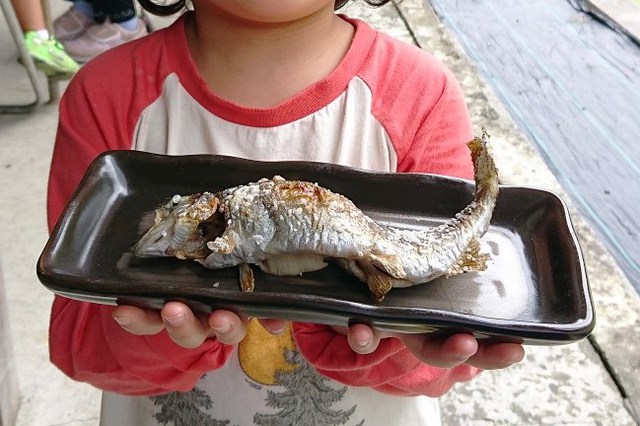 父子キャンで「食欲と芸術の秋」