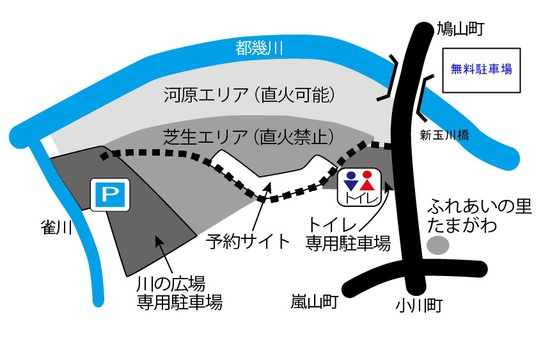 川の広場BBQ場でキャンプ