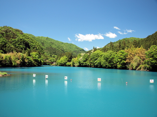 湖上の景色に誘われて♪～:新緑の四万湖