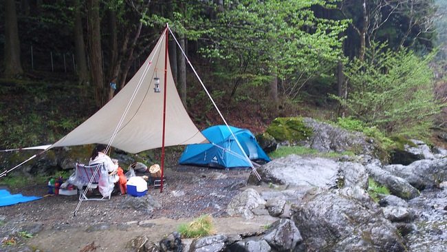 白岩渓流園キャンプ場 設営完了