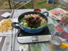 お庭で電化BBQ！いや…鍋？