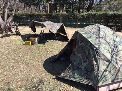 またまた智光山でベンサン軍隊キャンプ 2017.3.11〜12