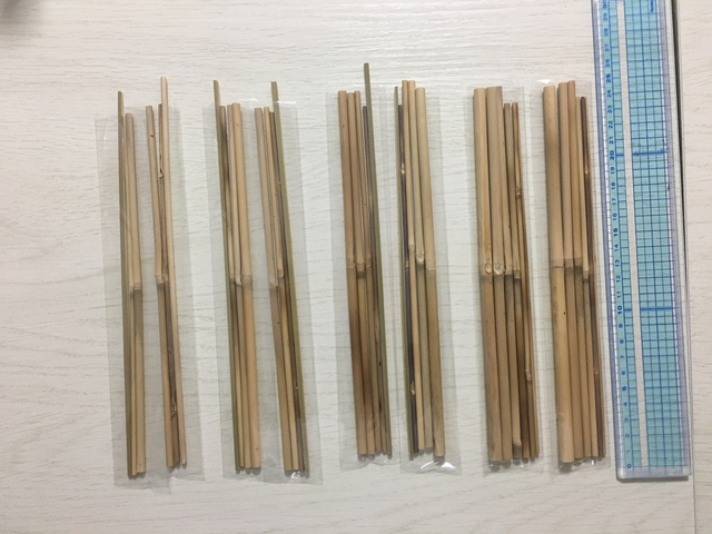 たなご竿、１２本分の切り組み