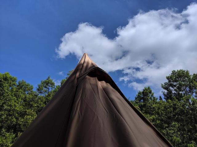 わんことカメラと、ソロキャンプ:TENT FACTORY TCワンポール