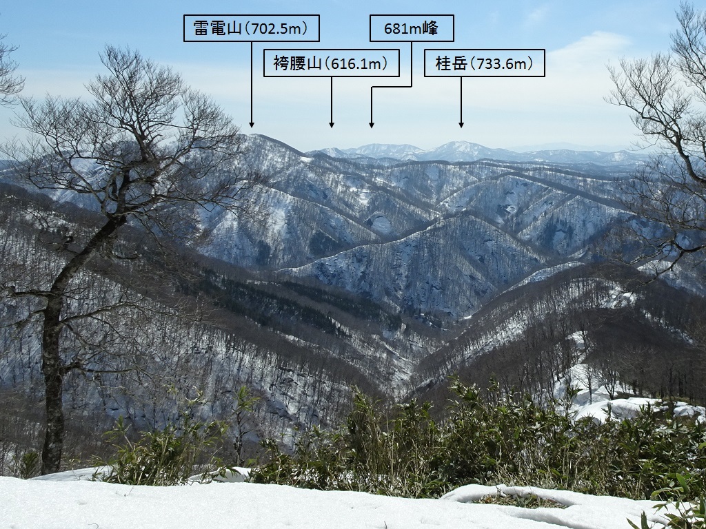 C660付近から雷電山[左]と桂岳[右奥]