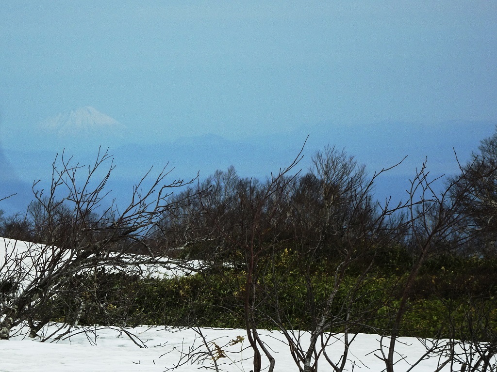 夏道から見えた羊蹄山と有珠山[手前]