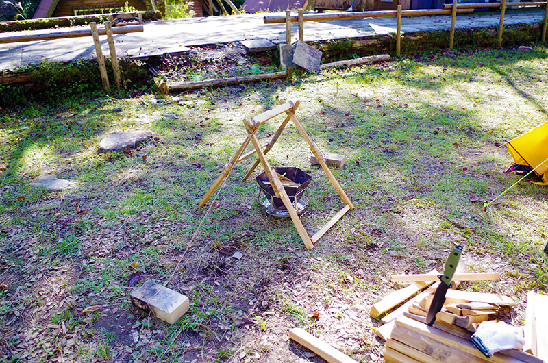 薪で鍋吊り自作