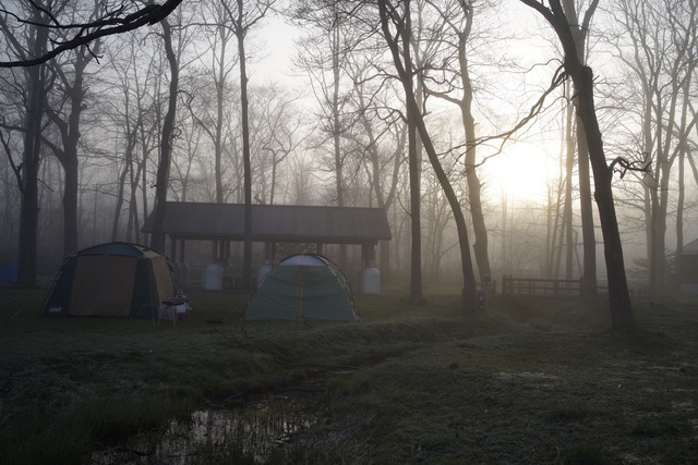 大沼公園キャンプ場の朝