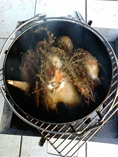 ダッチでローストチキン