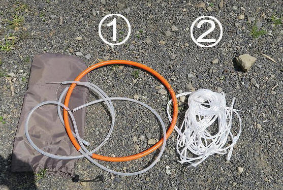 たまたまキャンプだ:ツインピルツフォークの張り方
