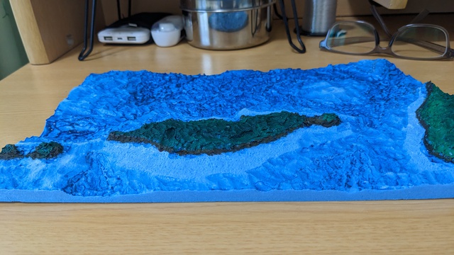 友ヶ島と琵琶湖のジオラマ