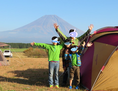 家族4人でキャンプ　ふもとっぱら　富士山は雄大　１日目