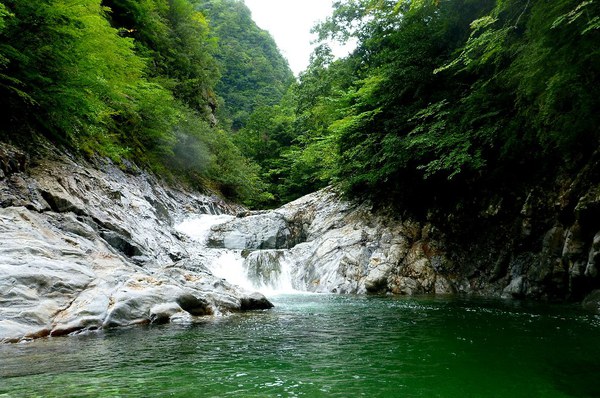 大峰・旭ノ川のゴルジュで流水スイミング