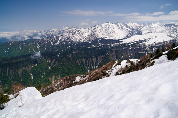 立山を展望出来る鍬崎山　雲海と新緑と残雪に魅了