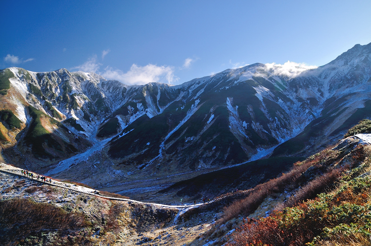 初冠雪の立山から大日三山へ