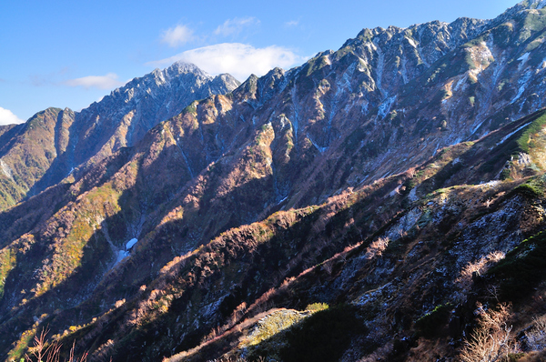 初冠雪の立山から大日三山へ