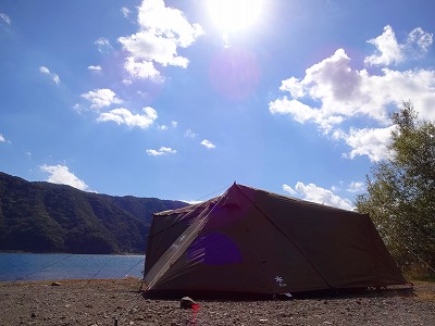 西湖で初張りキャンプ