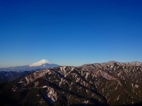 残雪の丹沢、大山と岳ノ台。