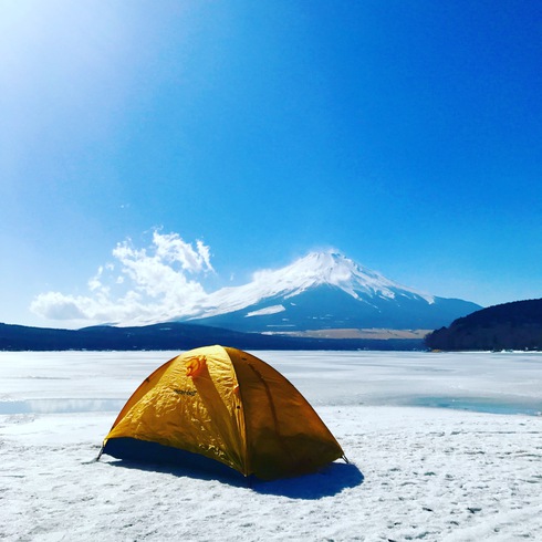 山中湖畔にテントを張ってみた